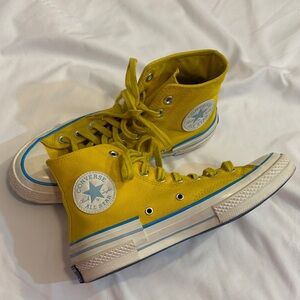 Converse Chuck 70 Hi Top "Popped Color" "Speed Yellow/Sail Blue-Egret" Color-Way